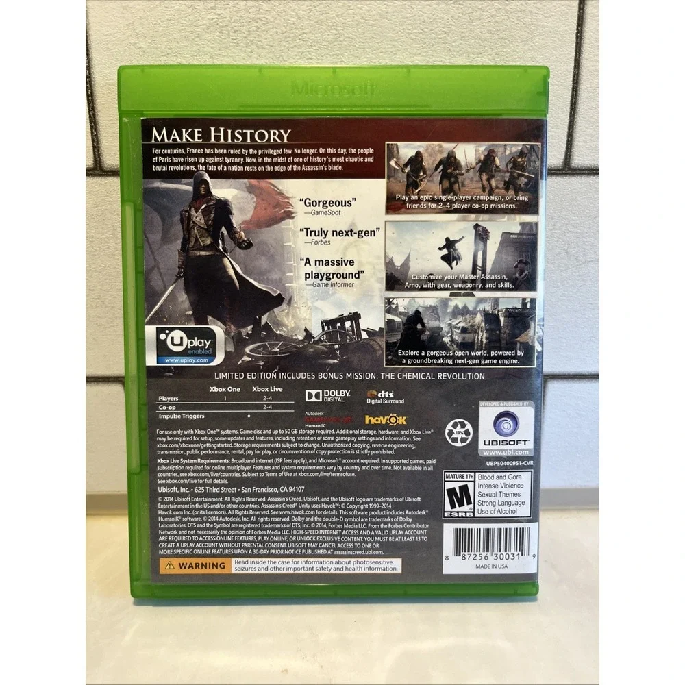 Assassins Creed Unity Limited Edition Microsoft Xbox 1 CIB Tested Fast Shipping